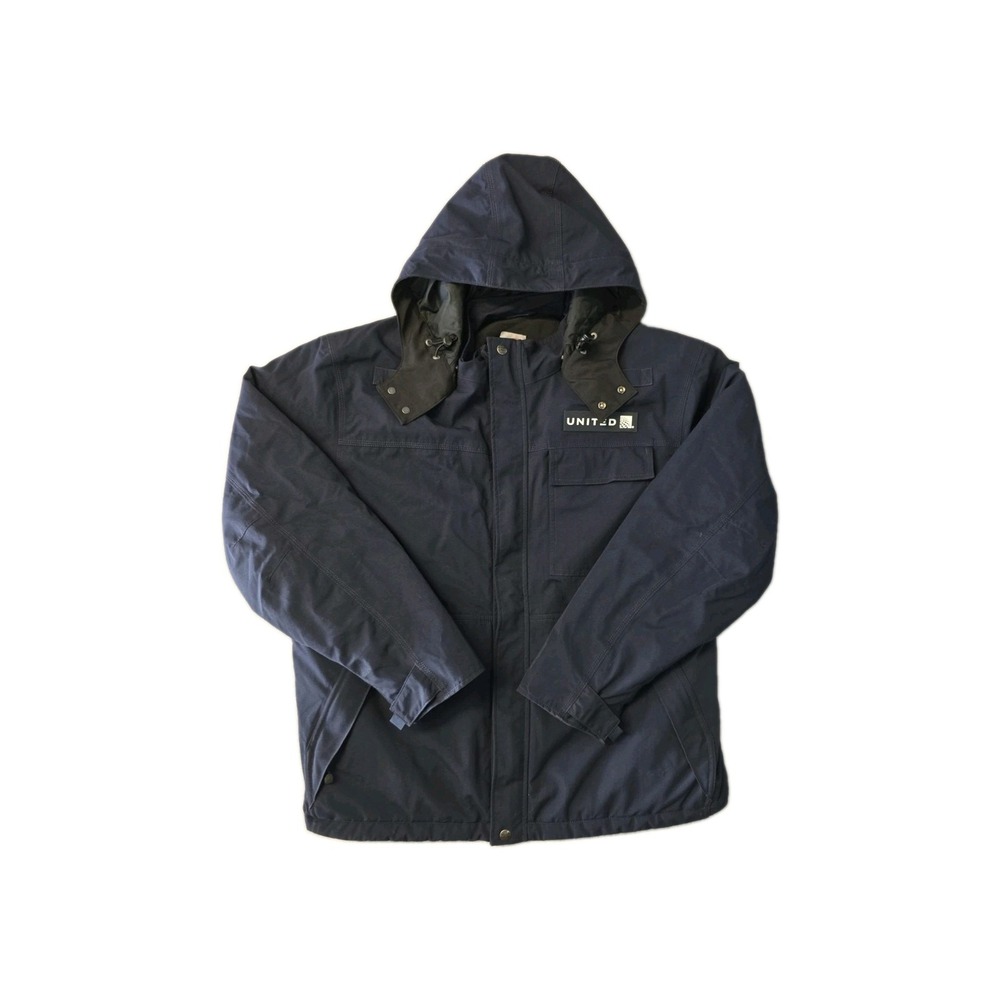 Carhartt Storm Defender Mens Navy Blue Hooded Workwear Jacket L Nylon Softshell